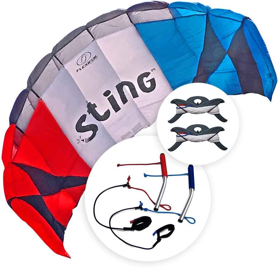 FLEXIFOIL, FLEXIFOIL 2.6m Power Kite Sting Sport Foil | Kids and Adult Kiting | Beach Summer Trick Kites | Outside Stunt Toy | Outdoor Games and Family Activities | Four String Lines and Handles | Easy to Fly 2.4m²