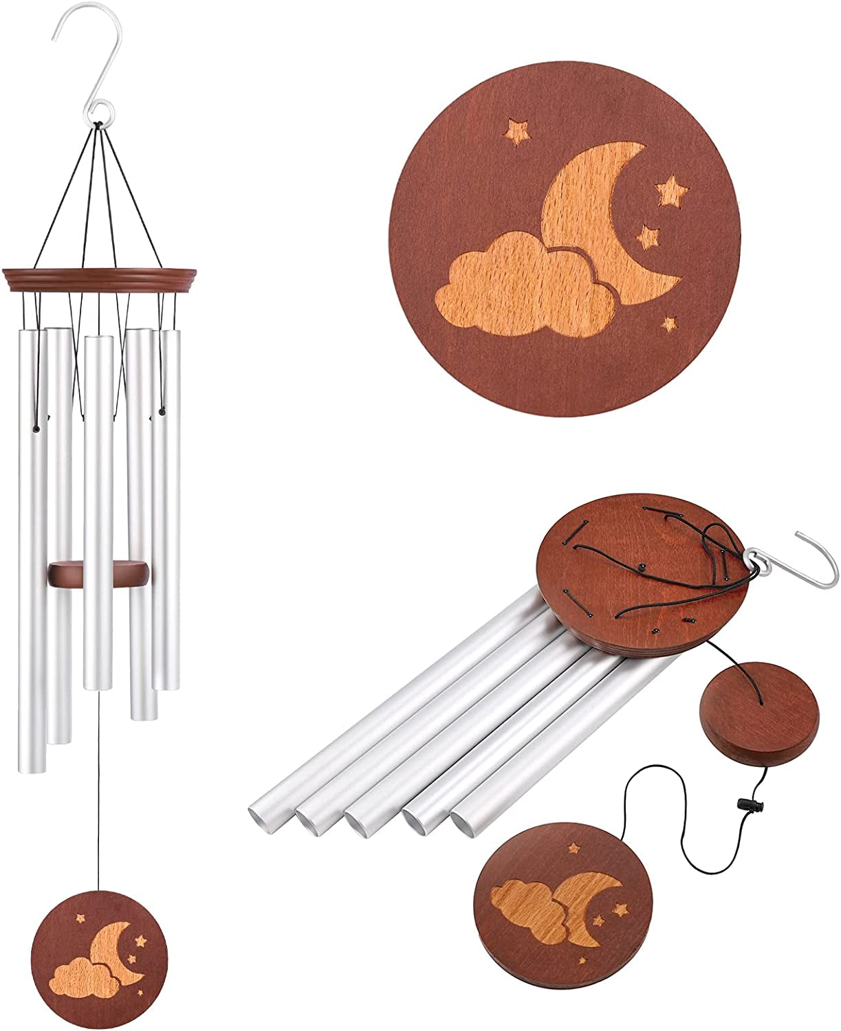 Famiry, Famiry Wind Chimes for outside Deep Tone, 36 Inch Large Sympathy Wind Chimes Outdoor Clearance, Memorial Wind Chimes with 5 Metal Tubes & Hook, Outdoor Decor for Garden, Patio, Yard, Home