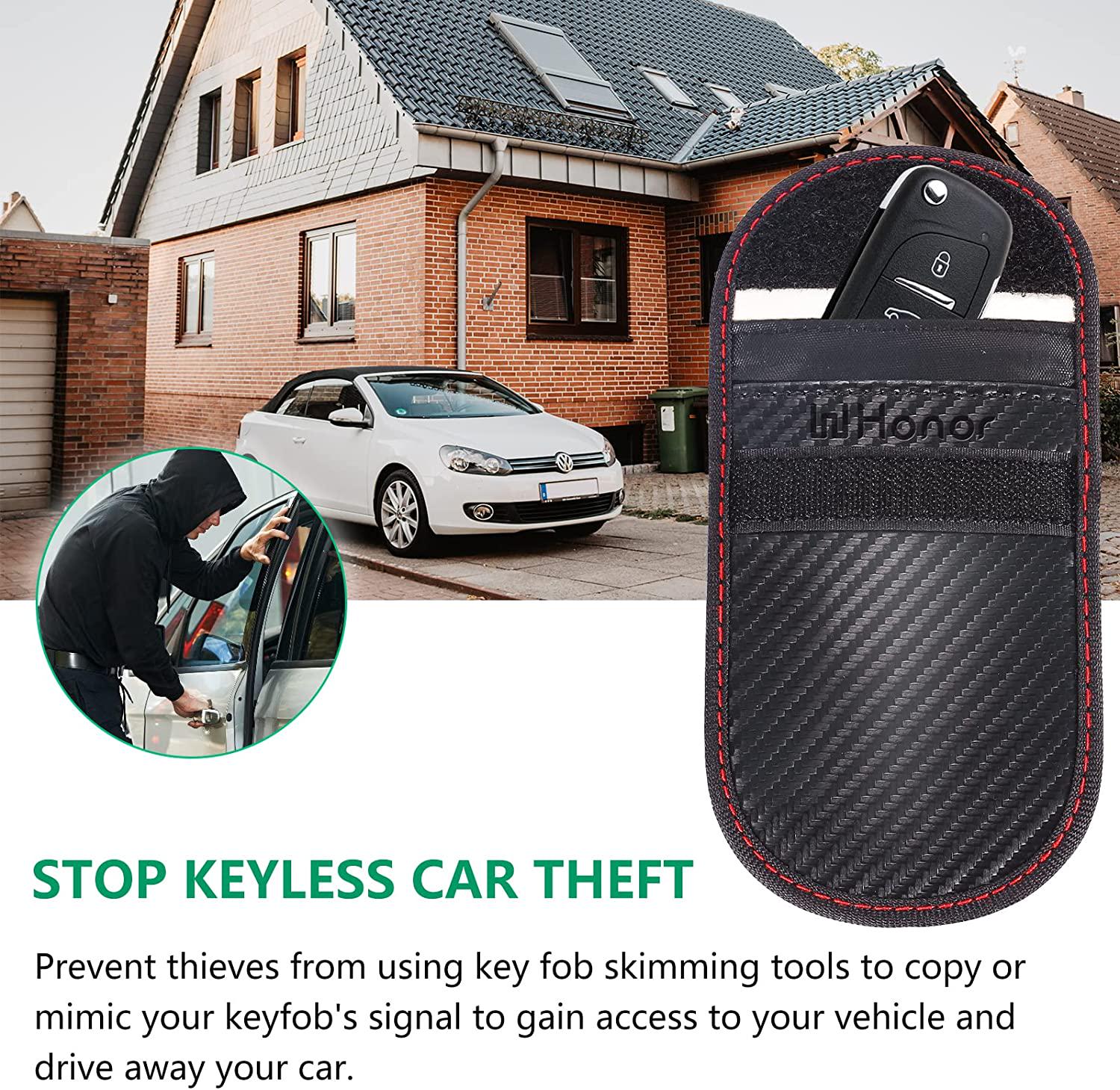 WHonor, Faraday Pouch for Car Keys, 2 Pack Car Key Signal Blocker Pouch, Keyless Signal Blocking Faraday Bag, Remote Anti-Theft RFID Key Pouch for Car Security