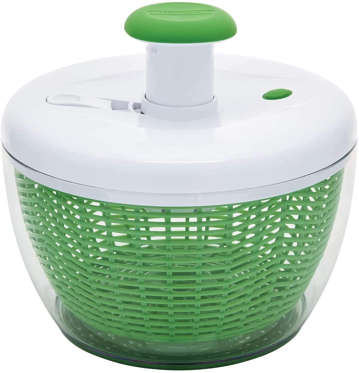Farberware, Farberware Easy to use pro Pump Spinner with Bowl, Colander and Built in draining System for Fresh, Crisp, Clean Salad and Produce, Large 6.6 Quart, Green