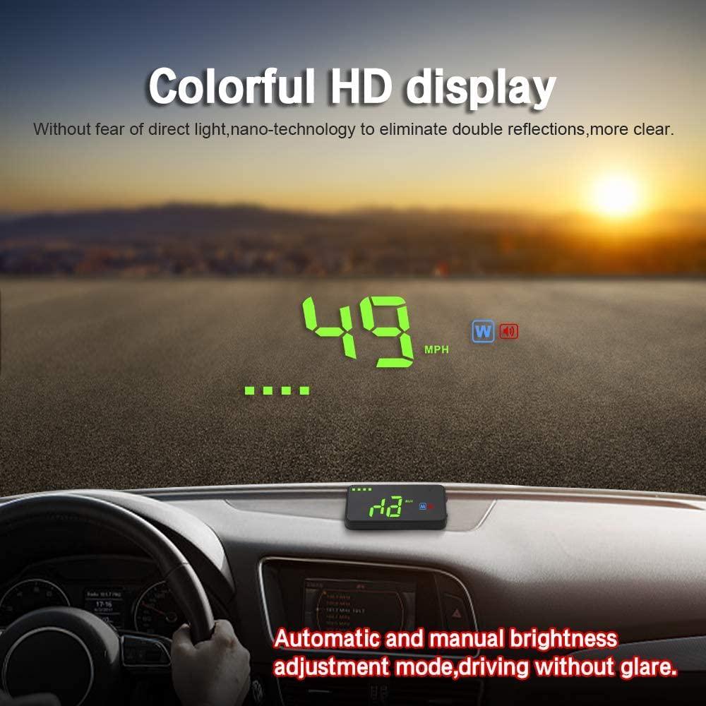 FastSun, Fastsun Car Head-Up Display, A2 Windshild LED Projector, HUD Reflection Film, GPS Speedometer, Car Head-up Display with Warning Alarm, Plug and Play Suitable for All Cars and Trucks