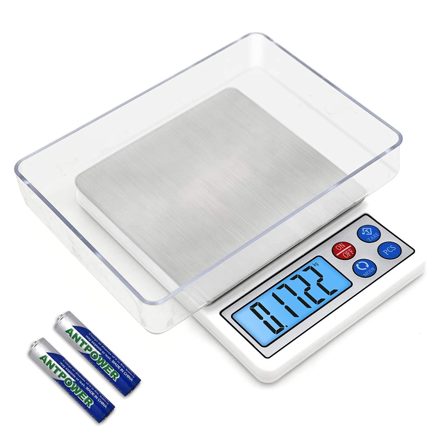 FEBHBRQ, Febhbrq Digital Kitchen Scale 3000g x 0.1g /105.8 oz/6.6 lb Gram Scale High-Precision Pocket Mini Pro Scale with Back-lit LCD Display and Tray for Food and Jewelry (Battery Included)