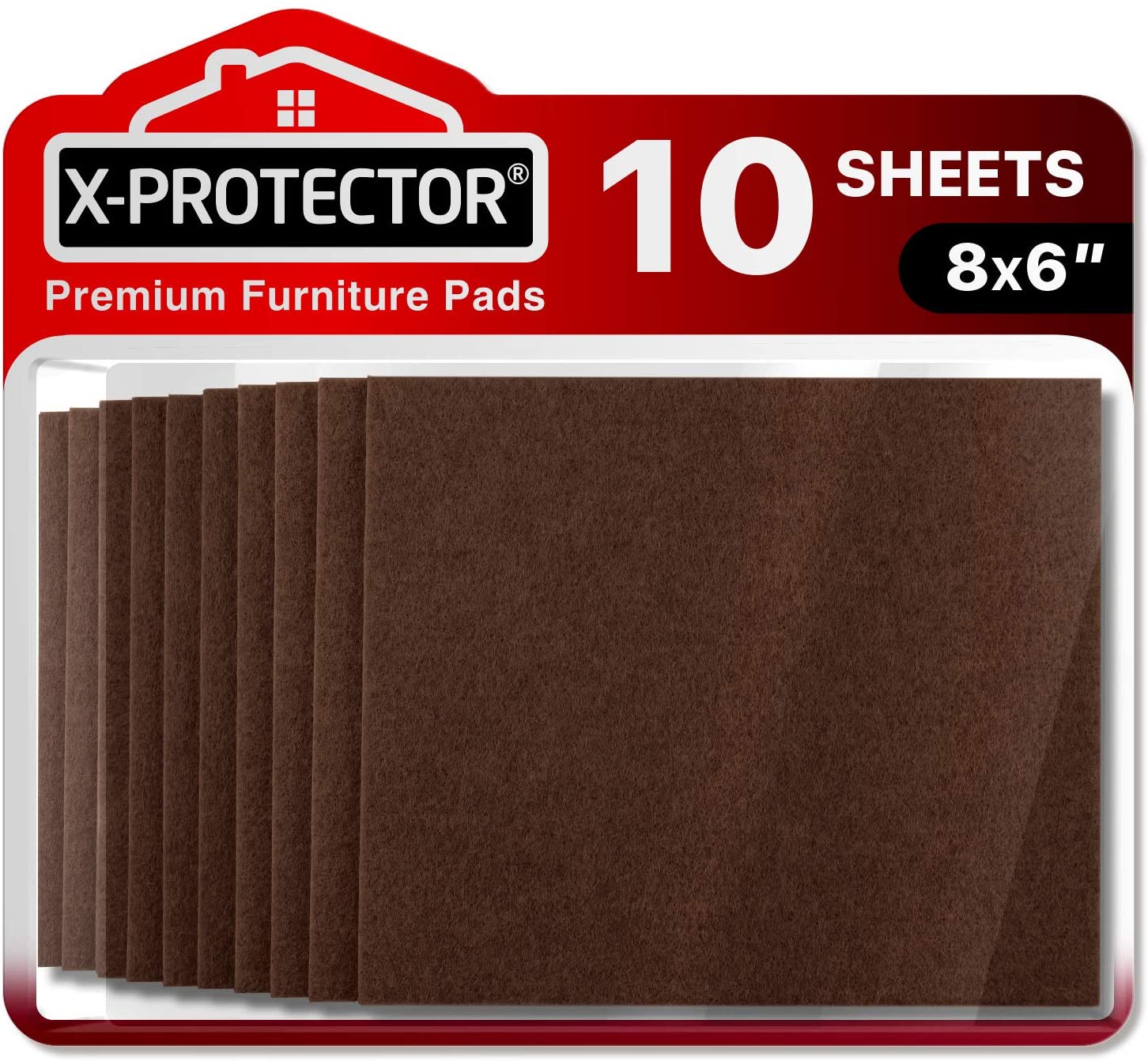 X-Protector, Felt Furniture Pads X-PROTECTOR 10 Pack Premium 8 x 6 - Heavy Duty Felt Sheets 1/5 Thickness! Cut Furniture Felt Pads for Furniture Feet You Need - Perfect Furniture Pads for Hardwood Floors!