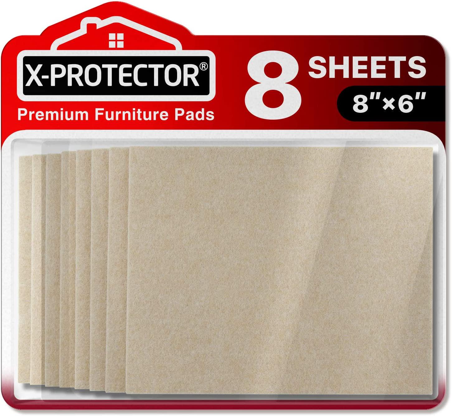 X-Protector, Felt Furniture Pads X-PROTECTOR 8 Pack Premium 8 x 6 - Heavy Duty Felt Sheets 1/5 Thickness! Cut Furniture Felt Pads for Furniture Feet You Need - Perfect Furniture Pads for Hardwood Floors!