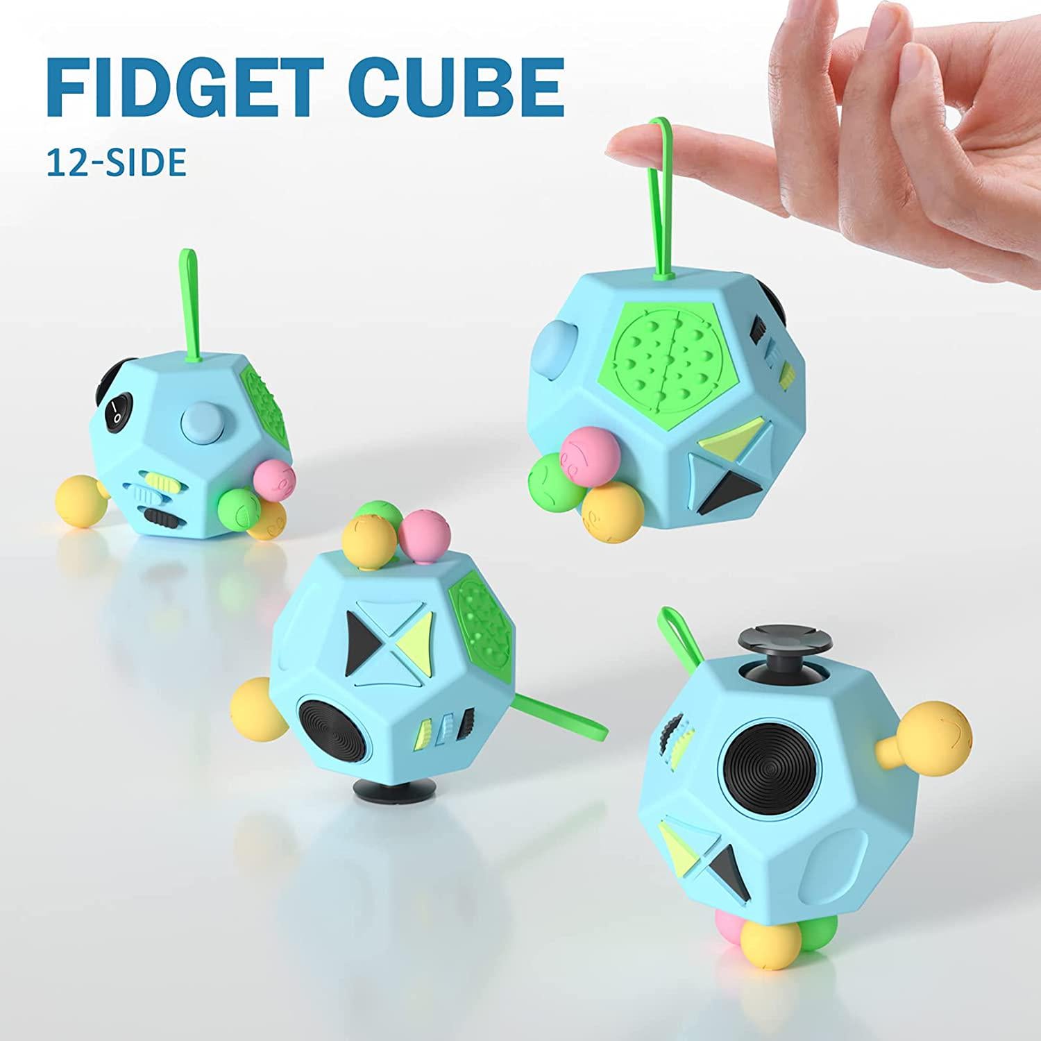 Minilopa, Fidget Dodecagon 12-Side Fidget Cube Relieves Stress and Anxiety Anti Depression Cube for Children and Adults with ADHD ADD OCD Autism (B3 Blue Sky)