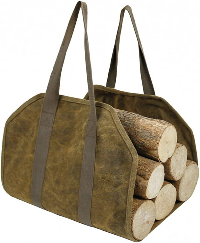 HOXHA, Firewood Carrier Bag, Heavy Duty Waterproof Canvas Log Tote Carrier with Reinforced Handles Perfect for Home or Camping