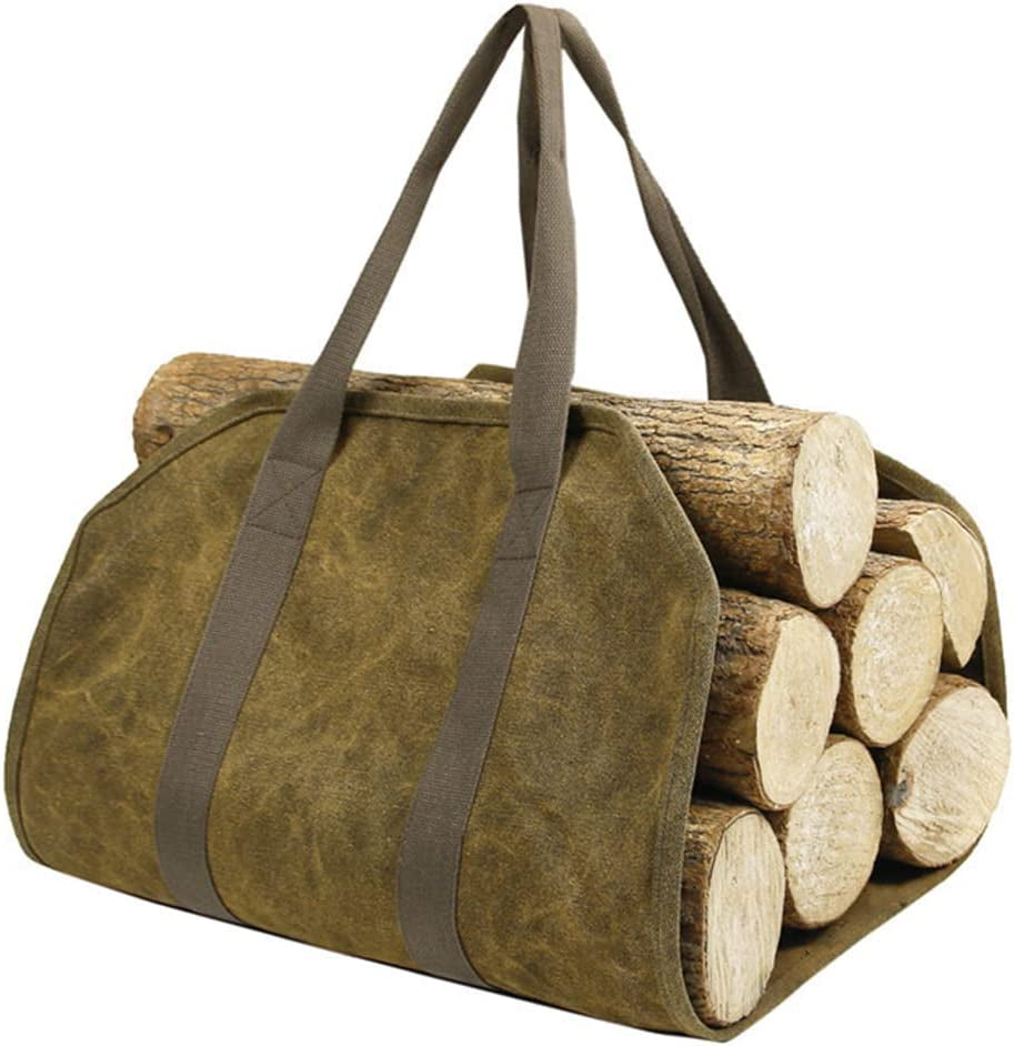 HOXHA, Firewood Carrier Bag, Heavy Duty Waterproof Canvas Log Tote Carrier with Reinforced Handles Perfect for Home or Camping