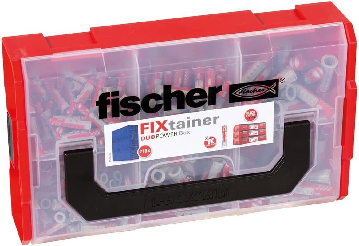 fischer, Fischer 536161 DUOPOWER Wallplug, Red/Gray, Set of 210 Pieces