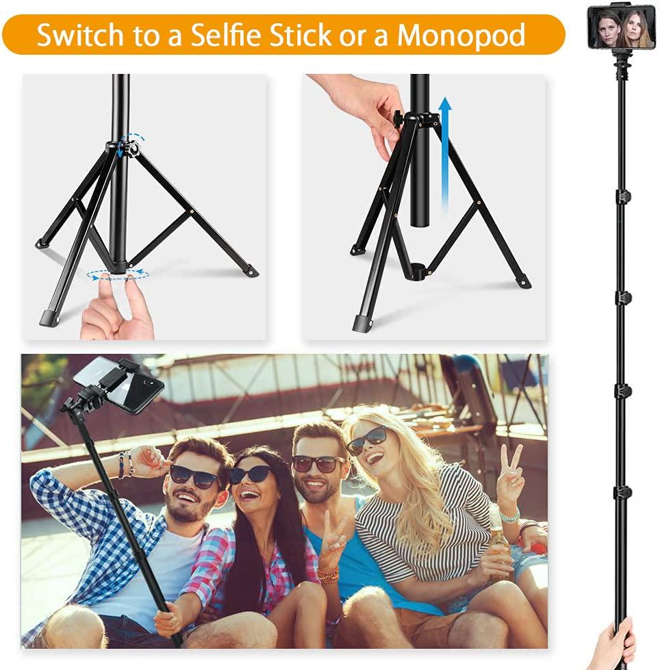 FiTSTILL, FitStill 163cm Detachable and Extendable Tripod,Support Video Record,Wireless Selfie Stick Tripod for Cell Phone and Go Pro, Compatible with iPhone 13 12 Mini/pro/max and Galaxy,Oppo Android Phone