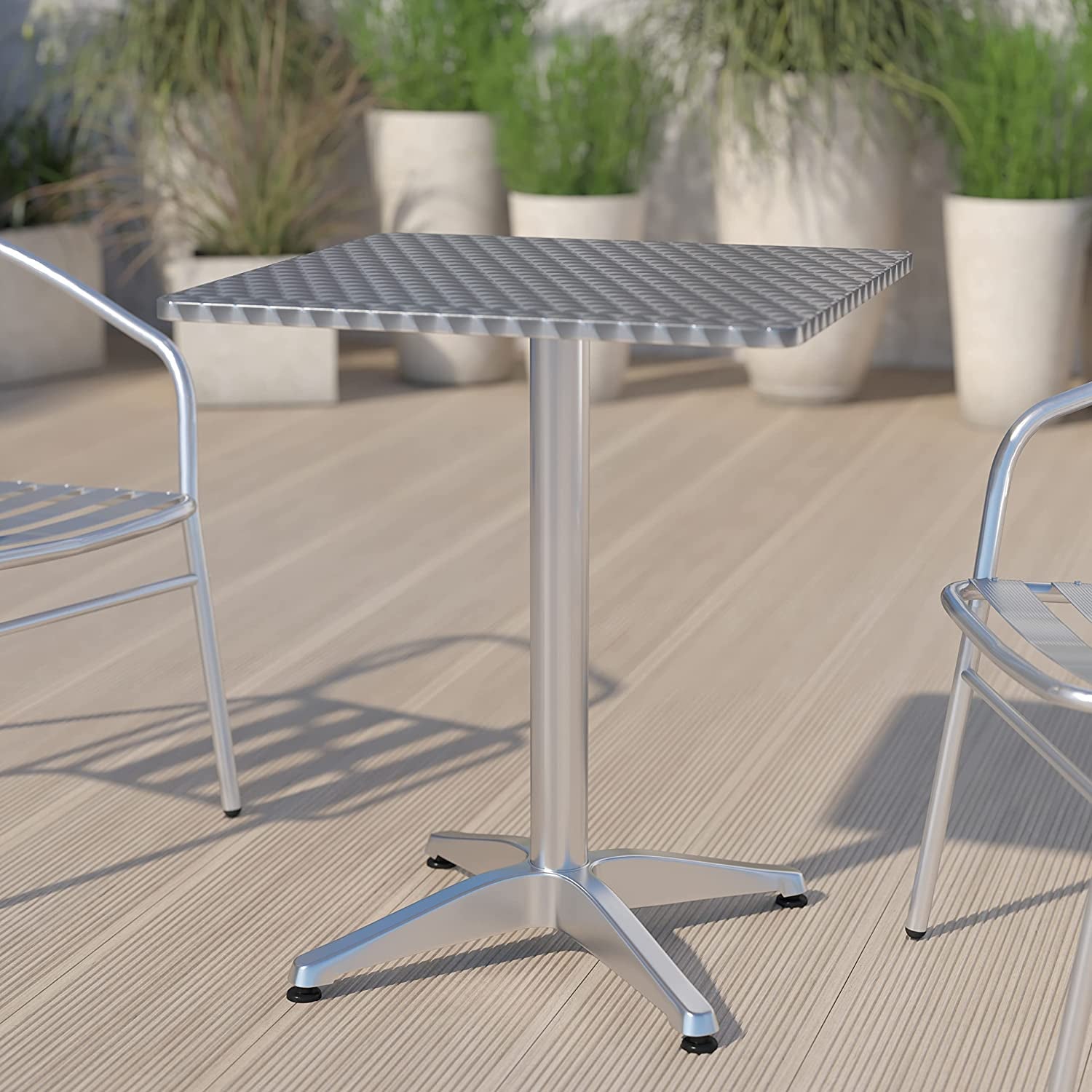 Flash Furniture, Flash Furniture Square Aluminum Indoor Outdoor Table with Base, 23.5''