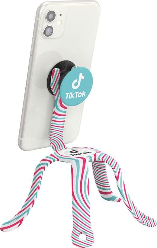 PopSockets, Flexible Universal TikTok Phone Mount and Stand - Pink and Blue Swirl | PopSockets | PopMount 2 Flex