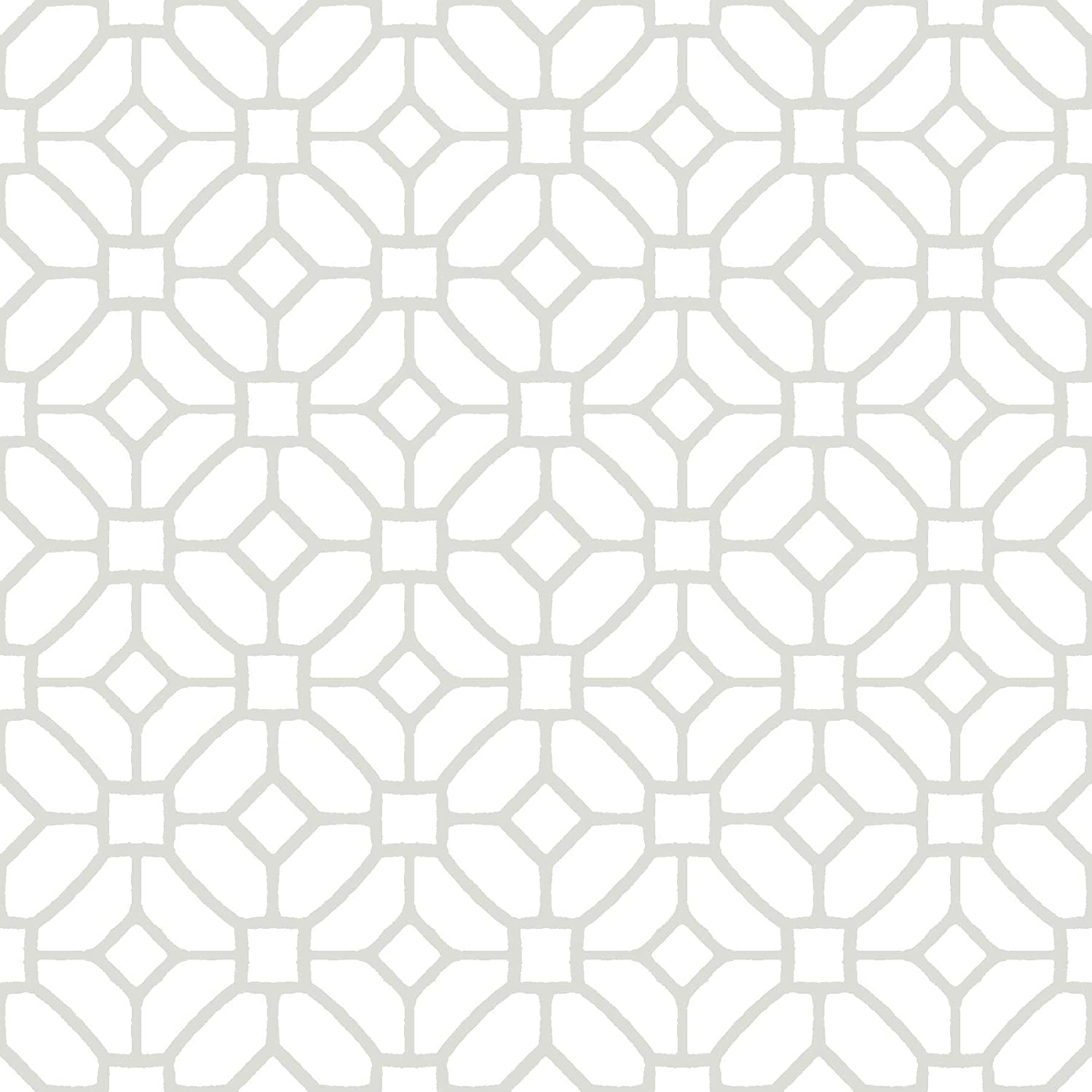 FloorPops, Floorpops FP2946 Lattice Peel Stick Floor Tiles, White & Off-White