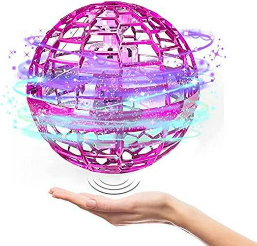 KLQQLK, Flying Ball Toys Outdoor Cool Drones for Kids Hover Drones Flying Toy, Built-in RGB Lights Spinner 360° Rotating Spinning UFO Safe for Kids Adults Magic Flying Toys Outdoor Indoor (Pink)