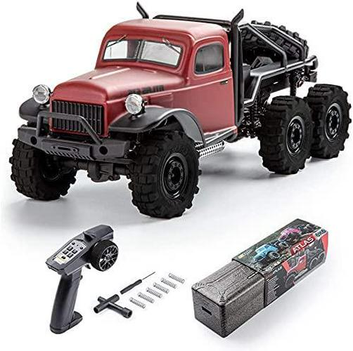 Fms, Fms 1:18 RC Car, Atlas 6X6 RTR Waterproof Crawler with LED Lights, All Terrain Hobby Off-Road Remote Control Truck, Electric Toys for Kids and Adults, Red