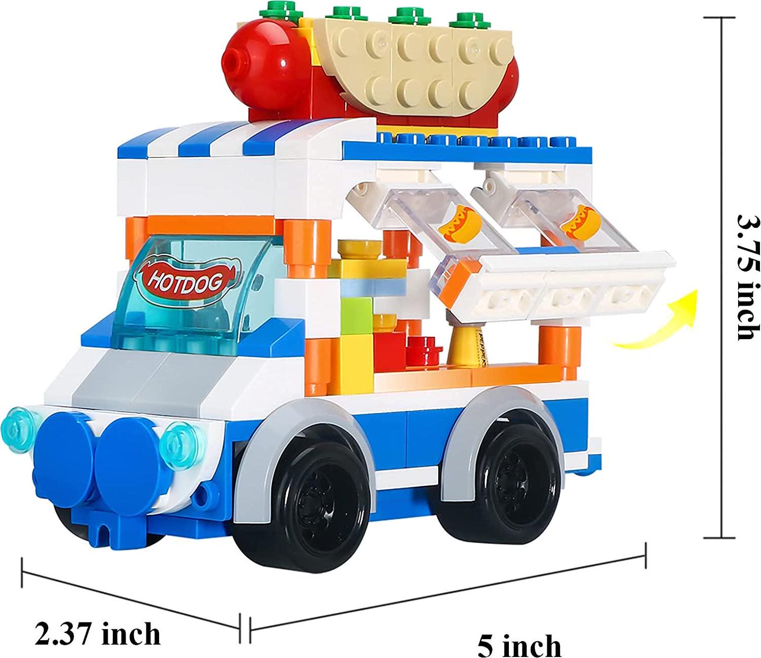 Finebely, Food Truck Building Toy Set Food Cart Building Kit for Kids Aged 6 and up Hot Dog Van 167 PCS