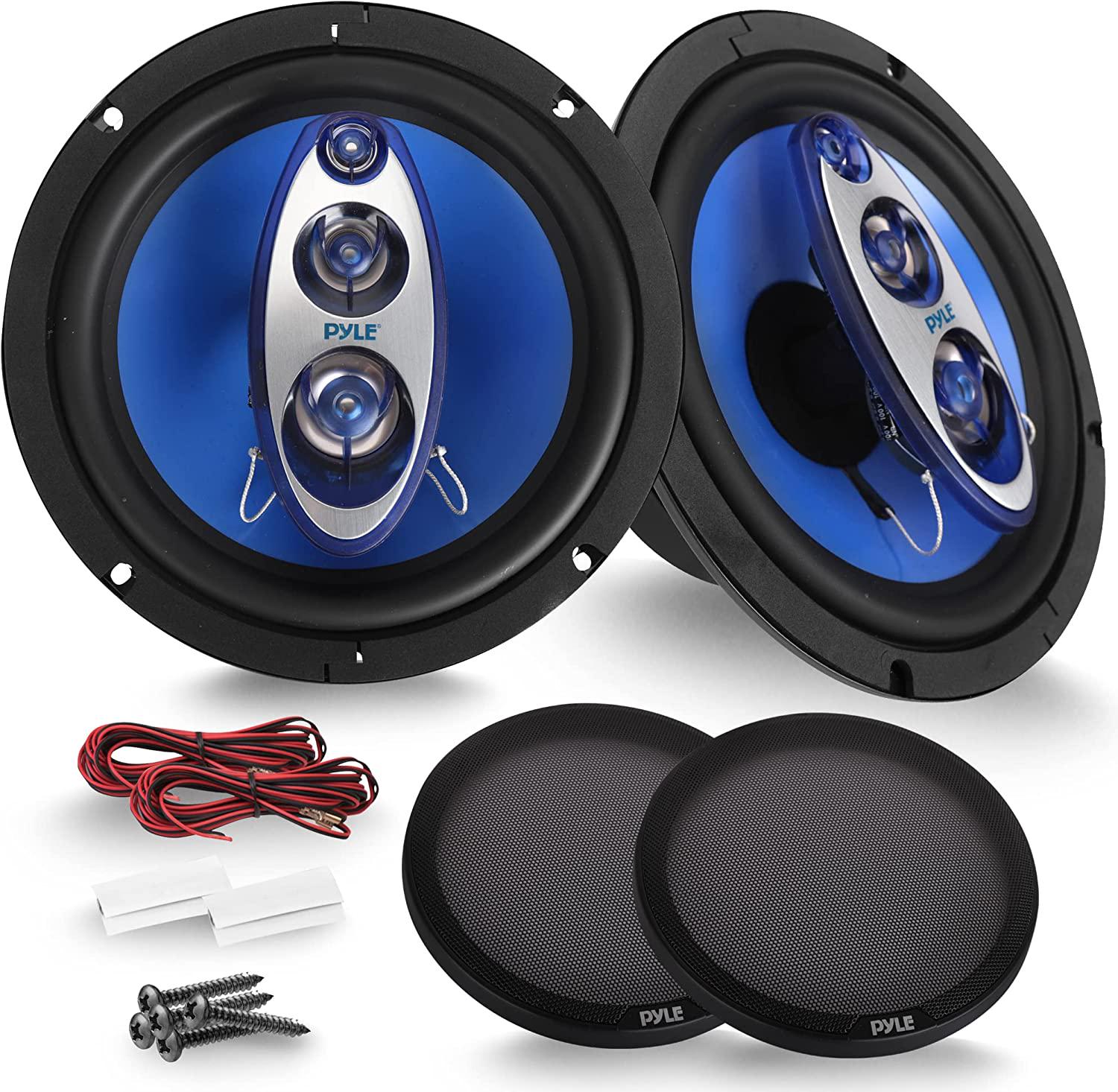 Pyle, Four-Way Sound Speaker System - Pair 8'' Four-Way Quadriaxial Loud Audio, Non-fatiguing Butyl Rubber Surround, 500W w/ 4 Ohm Impedance and 3/4'' Piezo Tweeter for Car Component Stereo