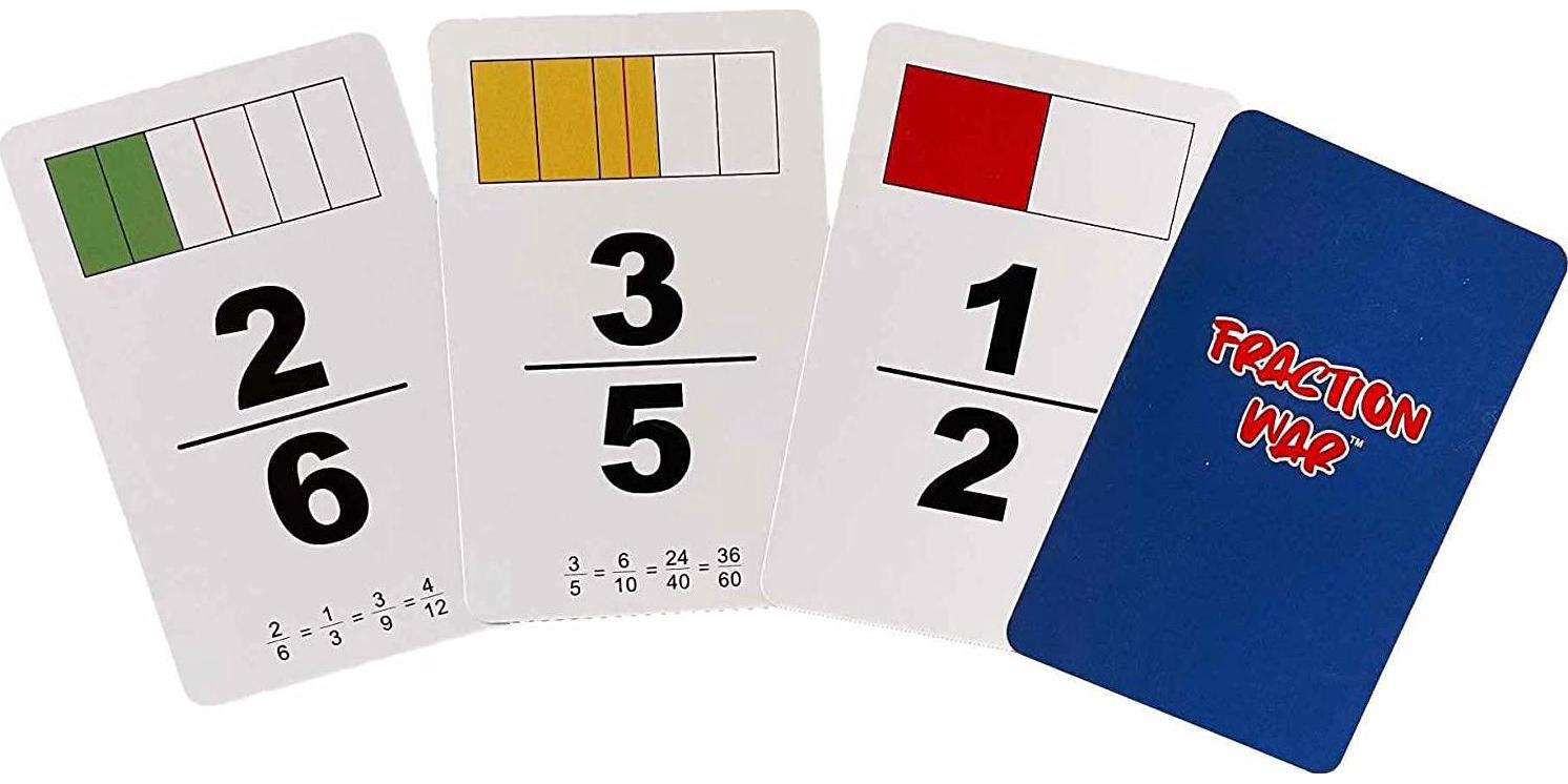 Math Magic Inc., Fraction War Math Game - Fun Math Game to Learn, Compare and Simplify Fractions for 2nd Grade, 3rd Grade, 4th Grade, 5th Grade (1 Pack - Red White and Blue)