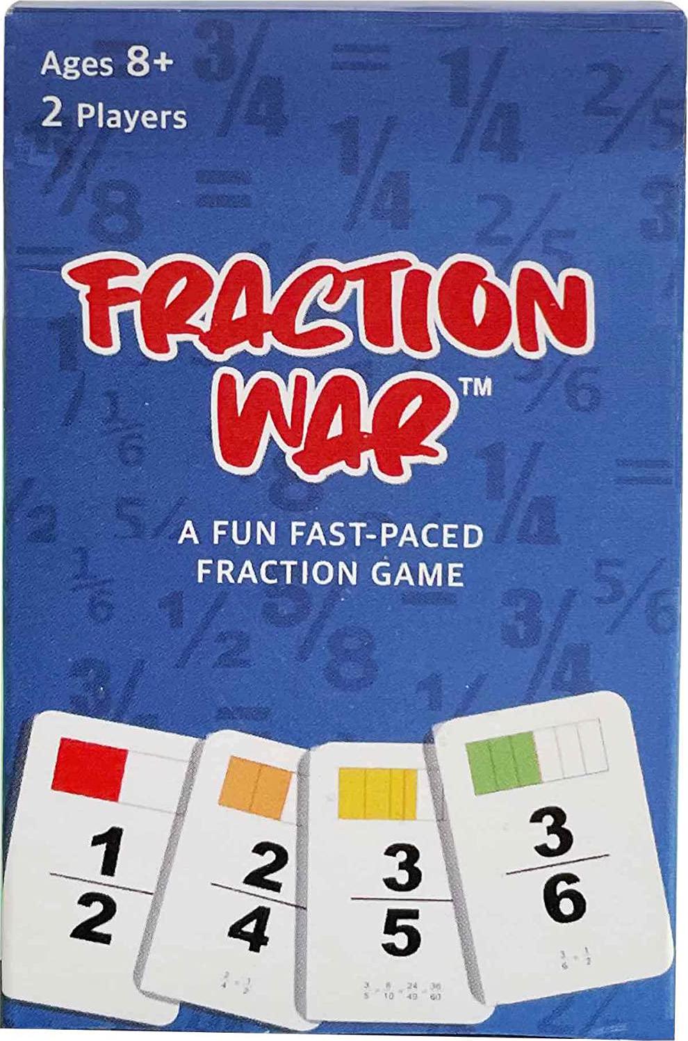 Math Magic Inc., Fraction War Math Game - Fun Math Game to Learn, Compare and Simplify Fractions for 2nd Grade, 3rd Grade, 4th Grade, 5th Grade (1 Pack - Red White and Blue)