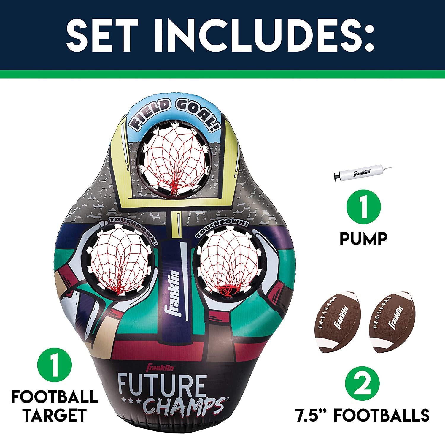 Franklin, Franklin Sports Kids Football Target Toss Game - Inflatable Football Throwing Target with Footballs - Kids Football Toss Game - 45 Target