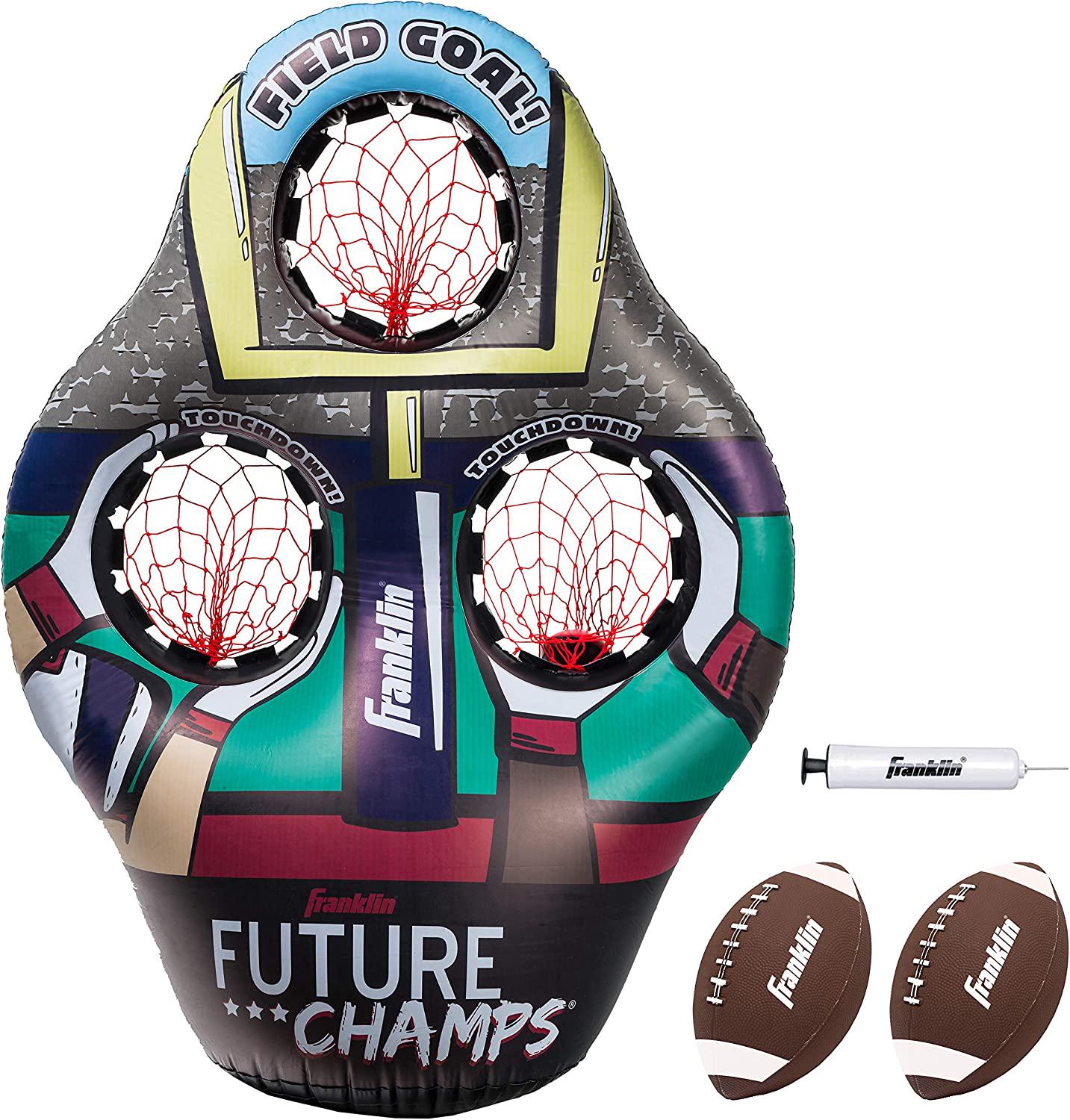Franklin, Franklin Sports Kids Football Target Toss Game - Inflatable Football Throwing Target with Footballs - Kids Football Toss Game - 45 Target