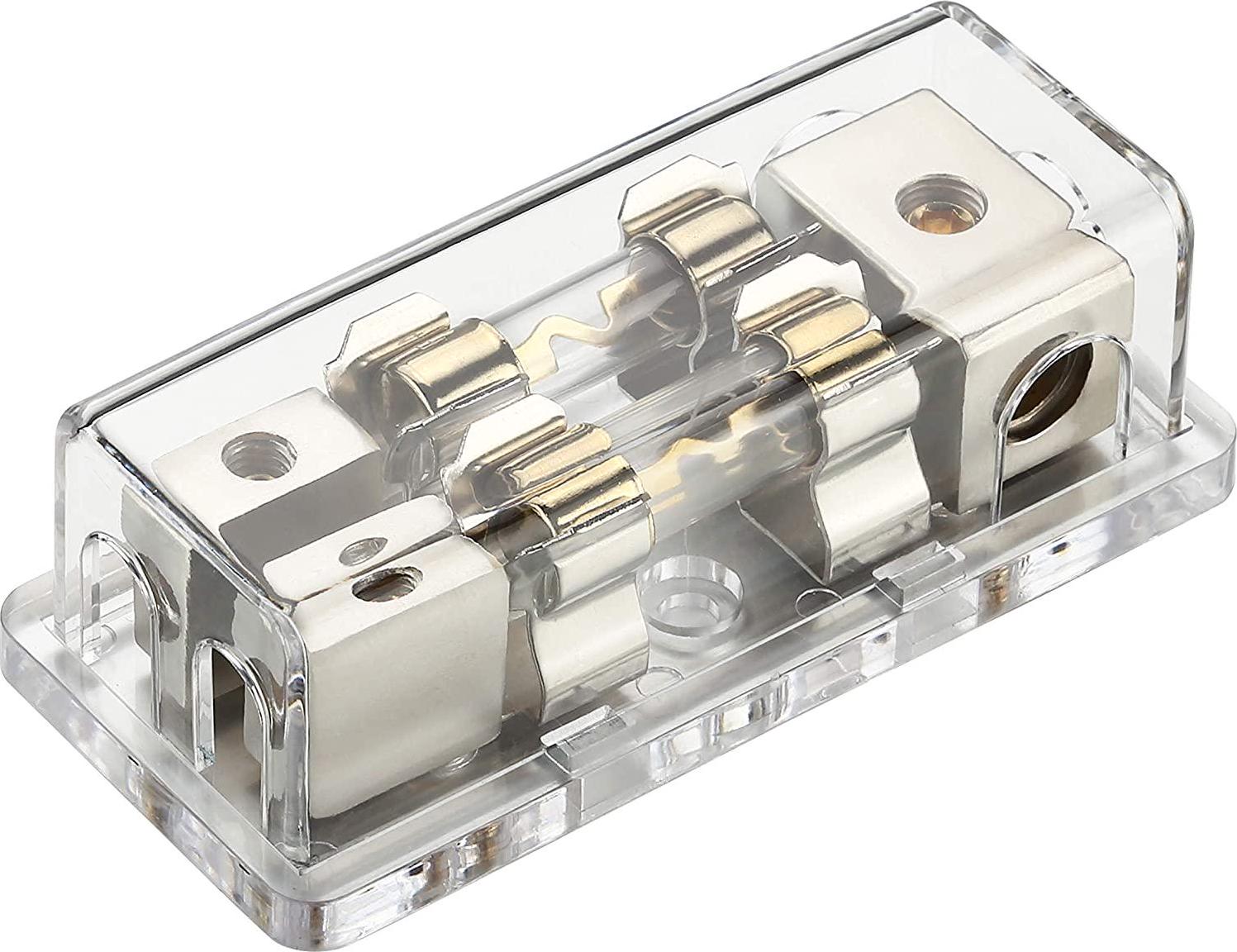 Freajoin, Freajoin 4/8 Gauge AWG AGU Fuse Holder Fused Distribution Block 4 Gauge in to 2 x 8 Gauge Out with 2PCS 100A Gold-Plated Fuses