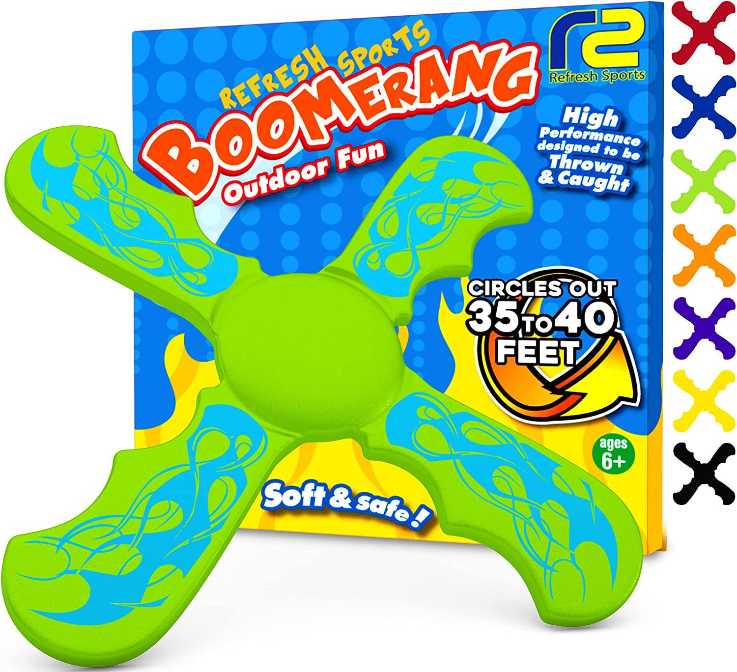 Refresh Sports, Frisbees for Kids: Best Soft Frisbee Kids Boomerang - Outdoor Flying Disc Beach Frisbee for Kids - Fun Kid Mini Frisbee Disc for Boys Girls - Foam Kids Frisby Discs and Green Toy Boomerangs Frizbee Toys