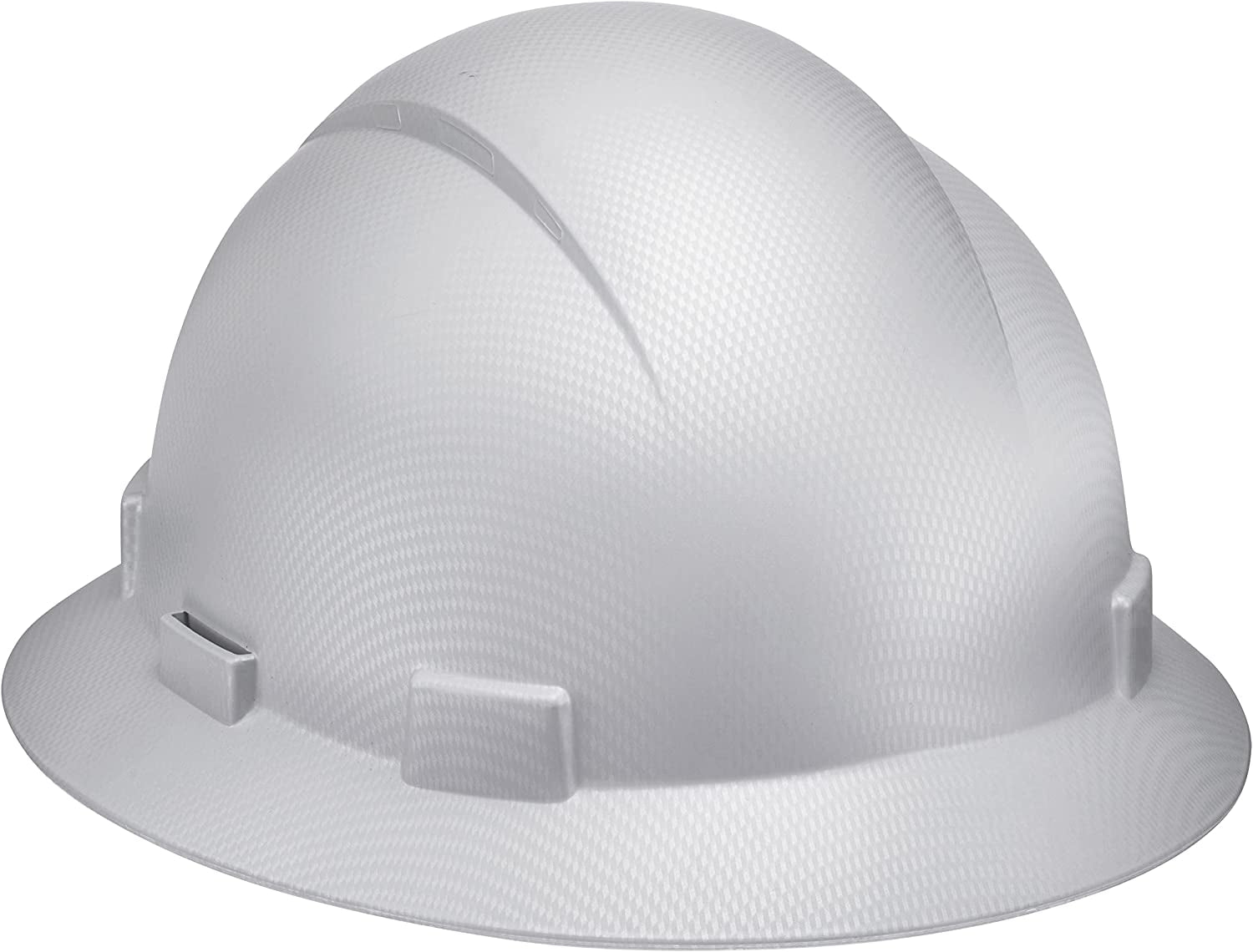 ACERPAL, Full Brim Pyramex Hard Hat, White Matte Carbon Fiber Design Safety Helmet 6Pt + 3Pk Blue Hard Hat Sweatband, by Acerpal