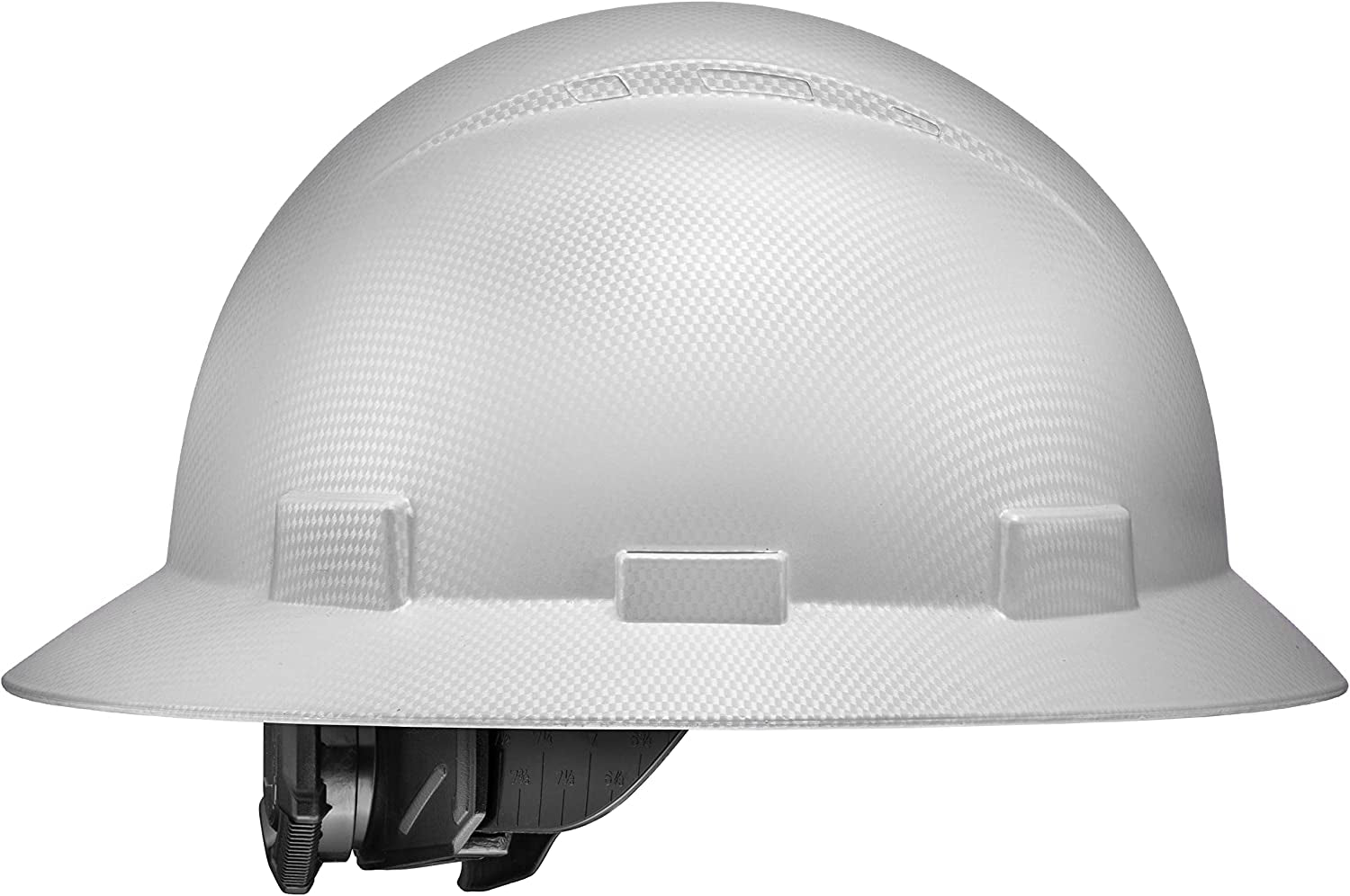 ACERPAL, Full Brim Pyramex Hard Hat, White Matte Carbon Fiber Design Safety Helmet 6Pt + 3Pk Blue Hard Hat Sweatband, by Acerpal