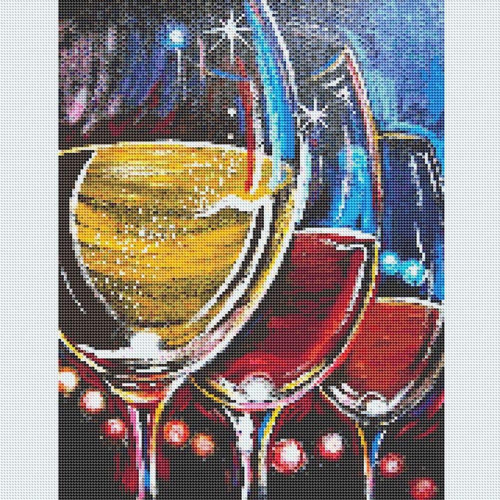 witfox, Full Round Drill 5D Diamond Painting Kit Cross Stitch Supply Arts Craft Canvas Wall Decor Wine Glass 11.8x15.7in 1 Pack by witfox