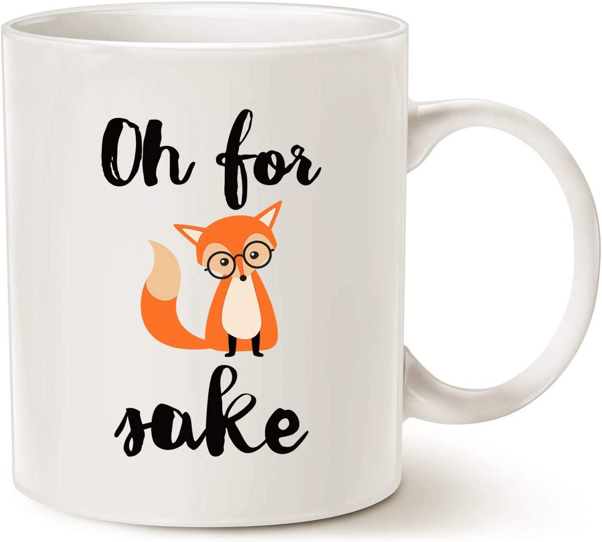 This Might be Wine, Funny Quote Fox Coffee Mug, Oh for Fox Unique Cute Birthday Gifts for Friend Cute Porcelain Cup White 11 Oz