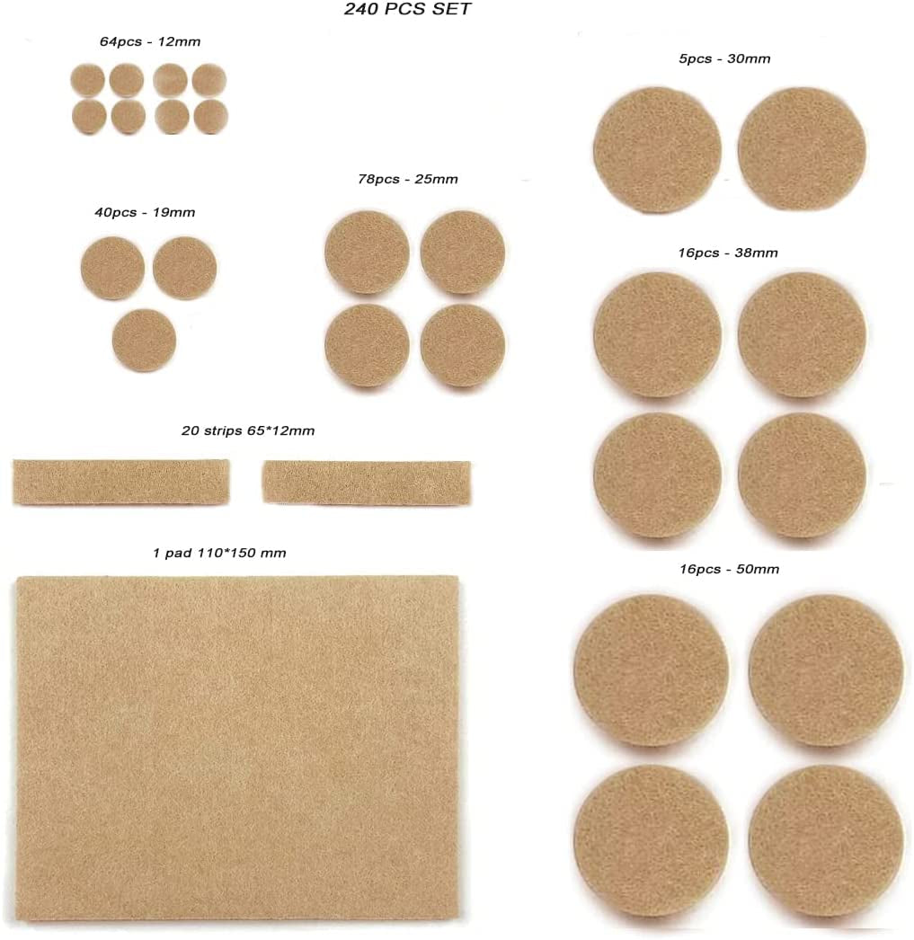 scondou, Furniture Pads 240 Pieces, a Large Collection of Felt Pad Furniture Feet in Different Sizes to Meet Different Needs. Reduce Noise and Protect Your Hardwood and Laminate Floors!