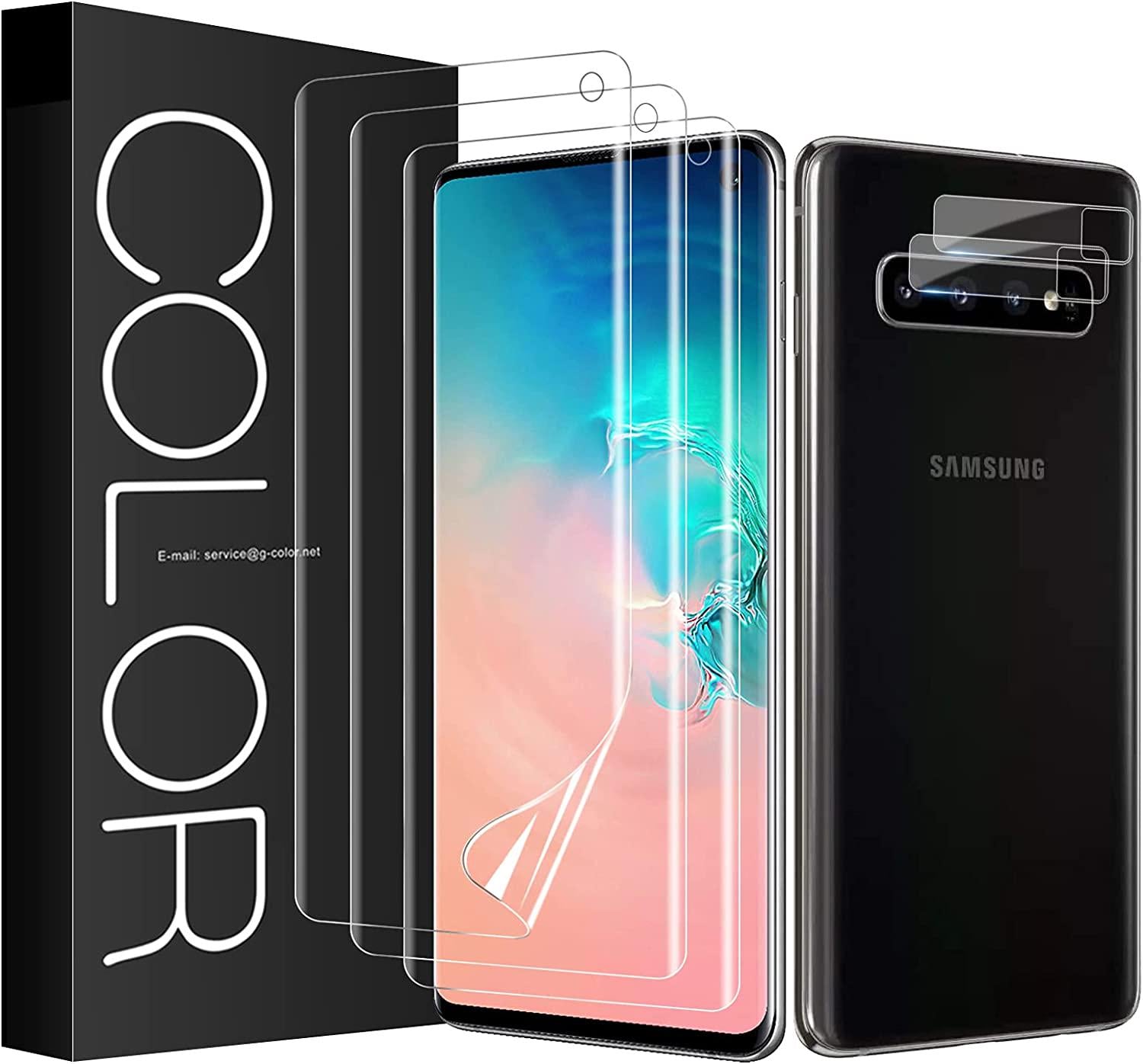 G-Color, G-Color Screen Protector for Samsung Galaxy S10, 3-Pack [Case Friendly] TPU Film [Not Tempered Glass] HD Clear Bubble Free Screen Protector for Samsung S10