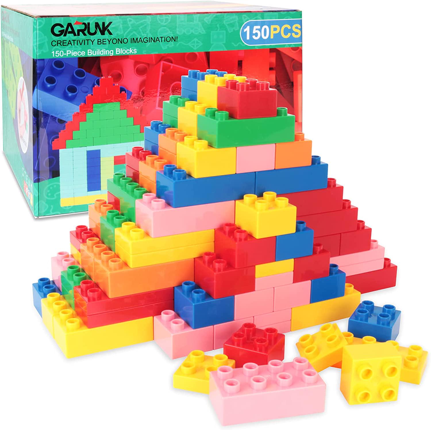 GARUNK, GARUNK 150 Piece Classic Big Building Blocks for Kid, STEM Educational Toys Large Bricks Set Creative Imagnation Construction Toys Compatible with All Major Brands for 3+ 4 5 6 7 Year Old Boys and Girls