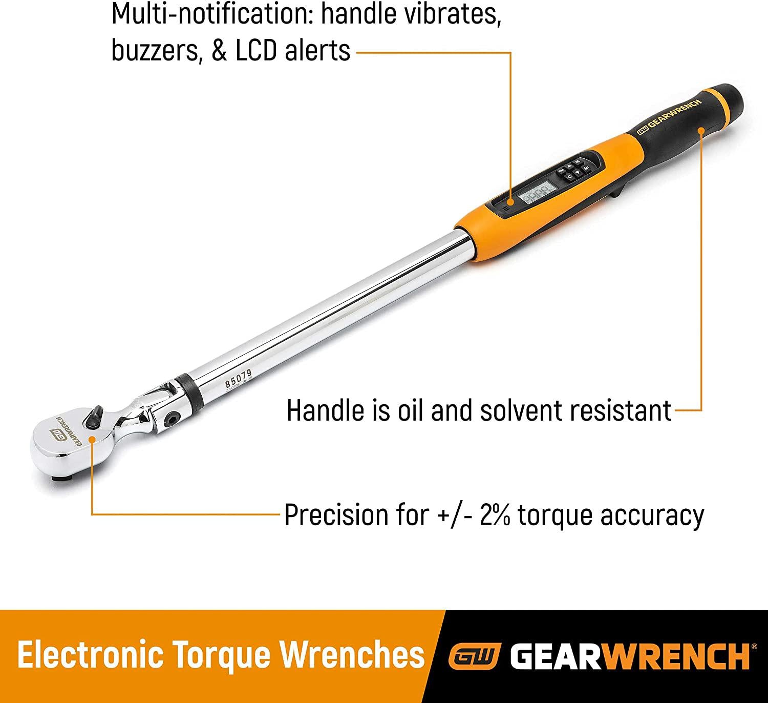 GEARWRENCH, GEARWRENCH 1/2inch Drive Electronic Torque Wrench, 30-340 Nm - 85077
