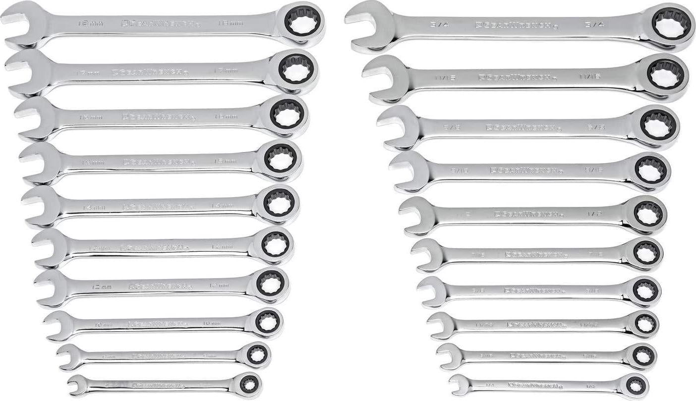 GEARWRENCH, GEARWRENCH 20 Piece SAE/Metric Ratcheting Combination Wrench Set - 35720A-02