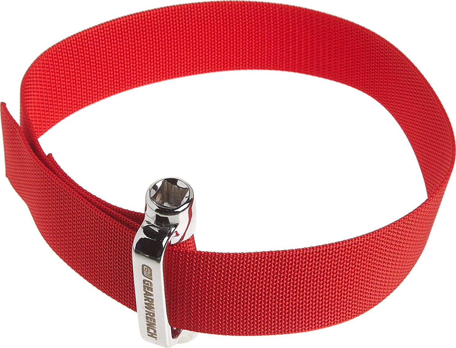 GEARWRENCH, GEARWRENCH 3/8 and 1/2 Drive Heavy-Duty Oil Filter Strap Wrench, 3529D, Red