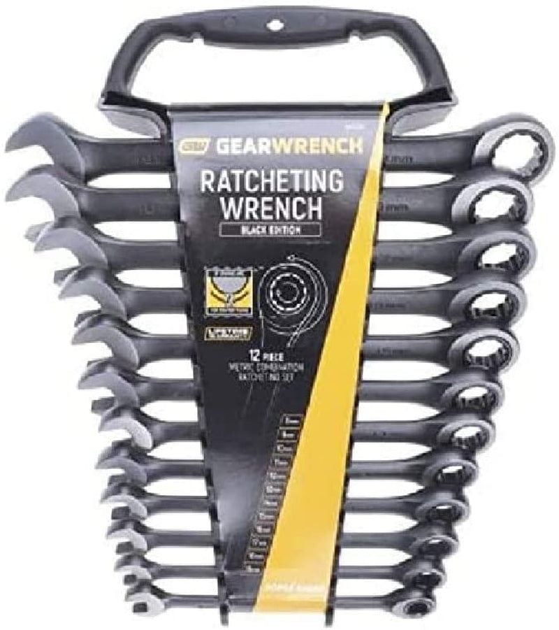 GEARWRENCH, GEARWRENCH Metric Combination Ratcheting Wrench, Black Edition, 12-Pieces Set, 9412BE