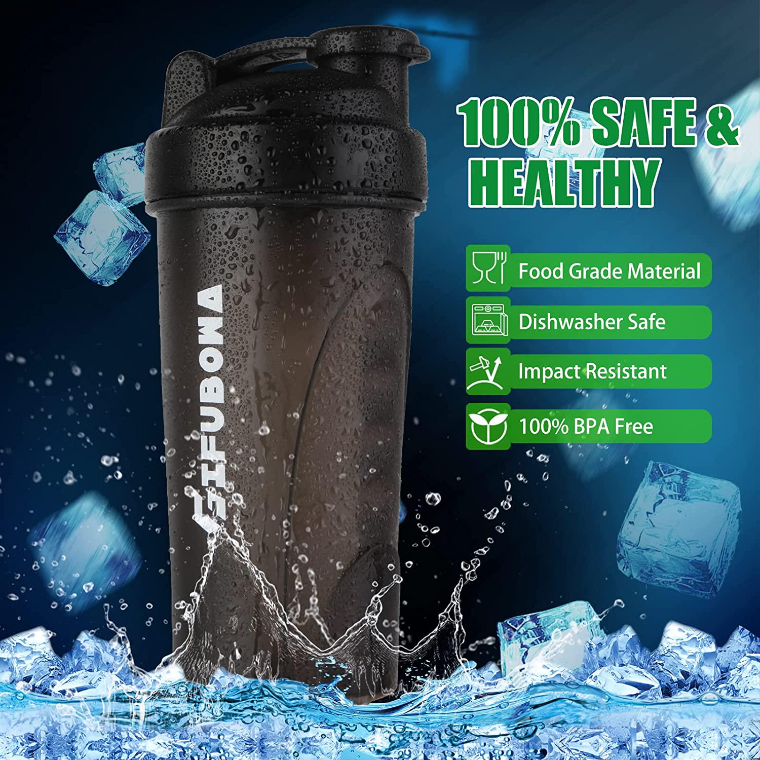 GIFUBOWA, GIFUBOWA Shaker Bottle, 28oz shake bottle for Protein Mixes or Powdered Drinks for Gym Sport Matte Black