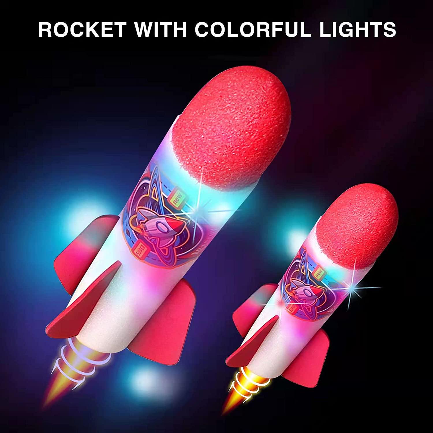 GIGIPIG, GIGIPIG Toy Rocket Launcher for Kids, Stomp Toy Rocket with 6 LED Foam Rockets 2 Launchers Air Rocket Launcher for Kids Shoot Up to 100 Feet Dueling Outdoor Toys for Boys Girls
