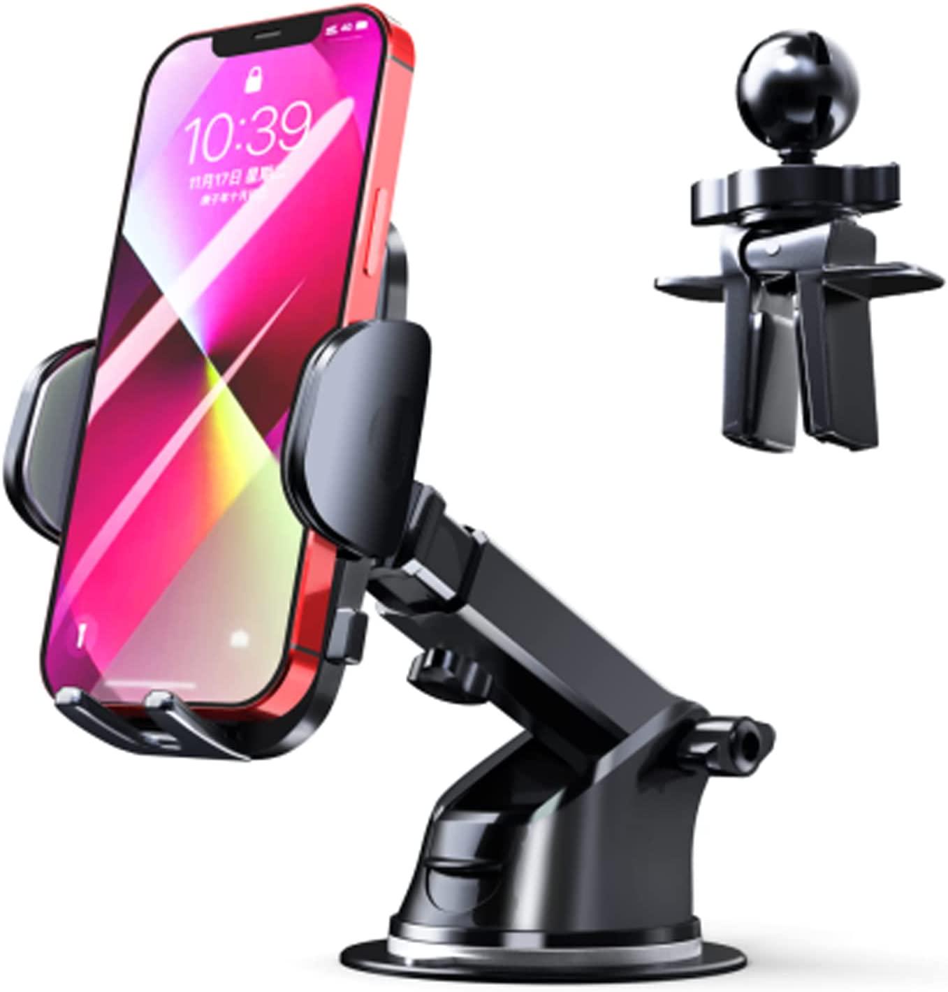 GIGIVOSHA, GIGIVOSHA Upgraded Car Cell Phone Holder - car Phone Holder Suitable for Dashboard Windshield Vents Long arm Strong Compatible with iPhone 13 Series/iPhone 12 series/11 / 1 Pro Max/XR/Samsung, etc.