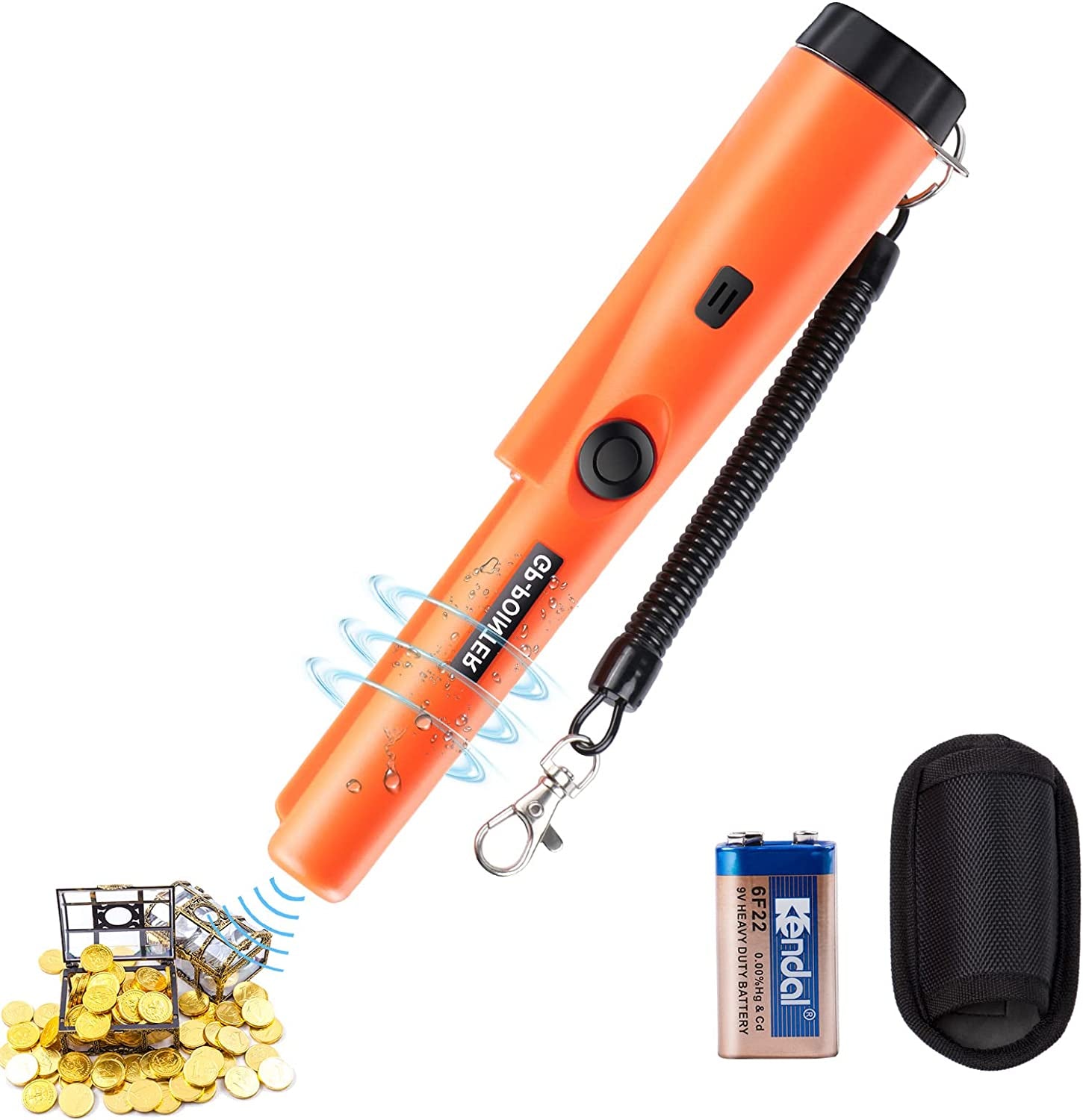 GLGLMA, GLGLMA Metal Detector Pinpointer,Gold Detector 360°High Accuracy Search,3 Modes with LED Light,Handheld Waterproof Metal Detector for Kids&Adults(Orange)