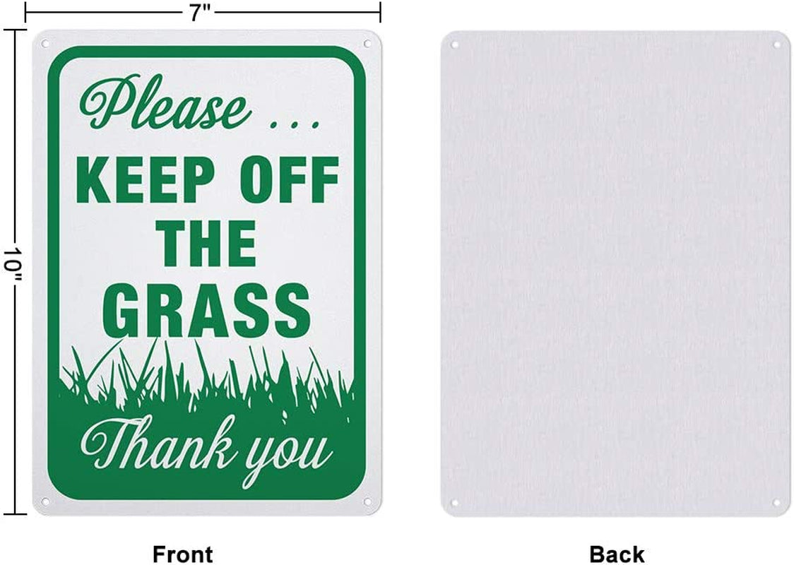 GLOBLELAND, GLOBLELAND 2 Pack Please Keep off the Grass Sign, 7X10 Inches 40 Mil Aluminum Warning Signs for Indoor or Outdoor Use, Reflective UV Protected, Waterproof and Fade Resistance