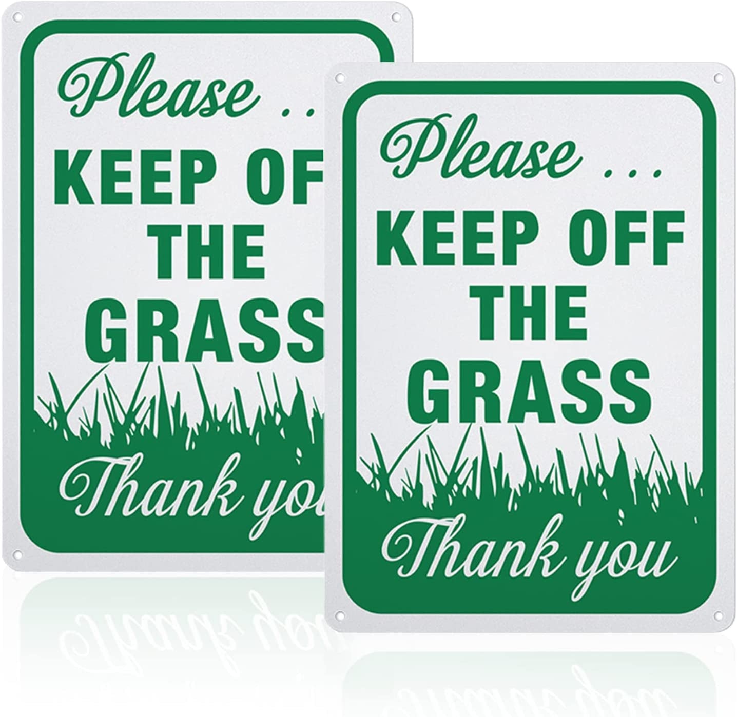GLOBLELAND, GLOBLELAND 2 Pack Please Keep off the Grass Sign, 7X10 Inches 40 Mil Aluminum Warning Signs for Indoor or Outdoor Use, Reflective UV Protected, Waterproof and Fade Resistance