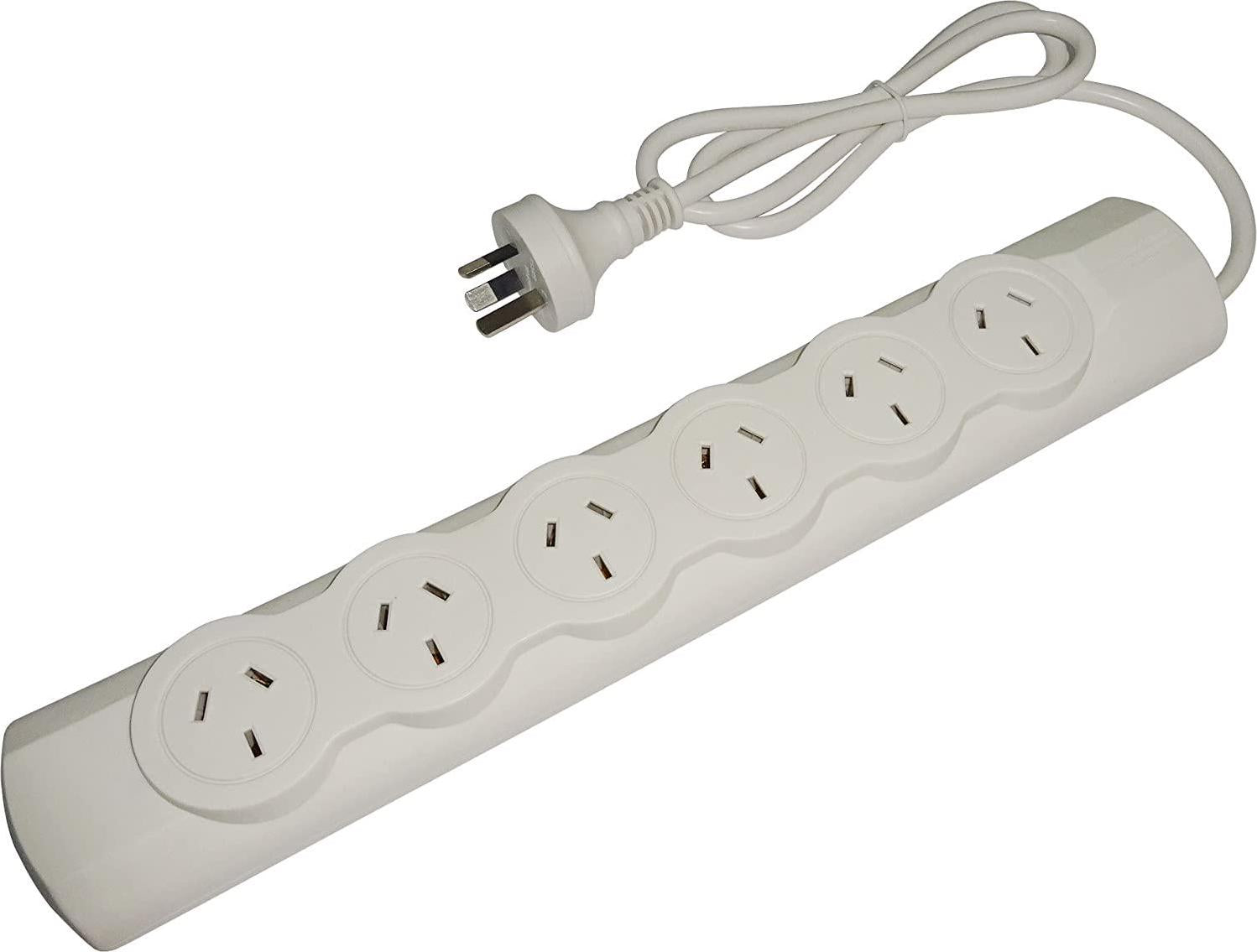 GOLINX, GOLINX 6 Outlet Powerboard with 1m Cable and 10A Overload Protection. White colour. SAA approved for use in Australia and New Zealand