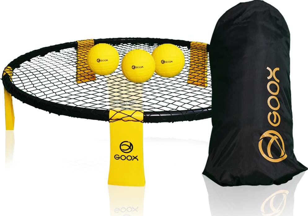 GOOX, GOOX Spike Game Set Ball Game Set 3 Ball Kit Played Outdoors, Indoors, Yard, Tailgate, Park, Lawn, Beach Toss Game Playground Ball Game for Boys, Girls, Adults, Family with Playing Net, Carrying Bag