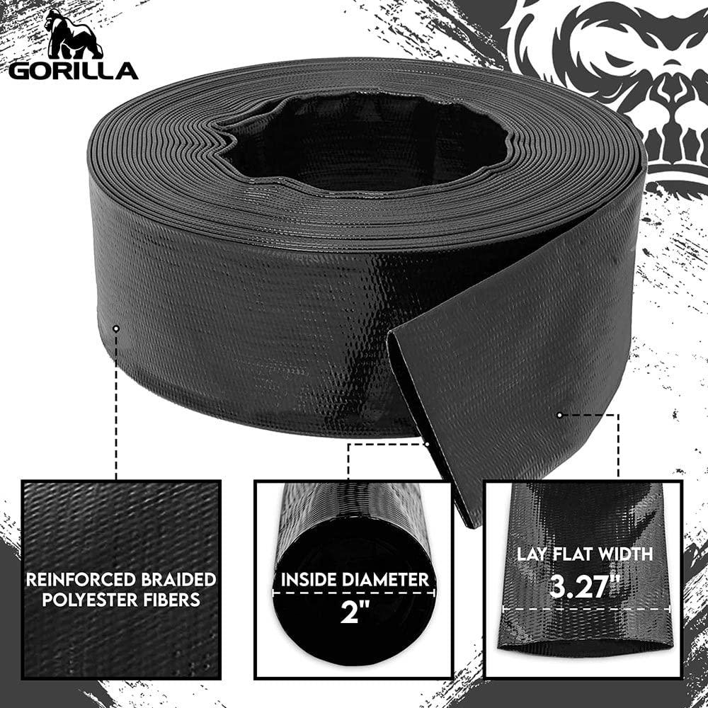 GORILLA Backwash Hose, GORILLA Backwash Hose for Swimming Pools | Extra Heavy Duty | Chemical and Weather Resistant | Includes Hose Clamp | 2 x 25ft, 50ft, 100ft Lengths (50)