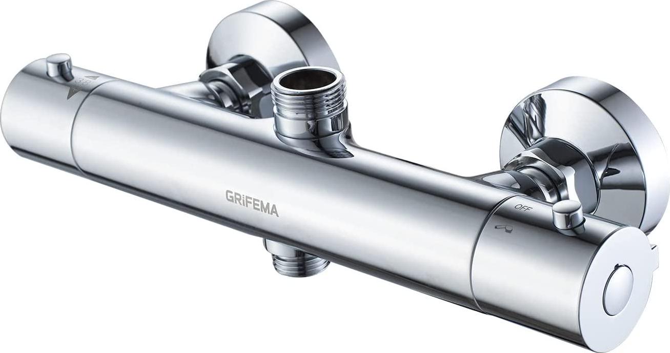 GRIFEMA, GREIFEMA G17005 Thermostatic Shower Mixer Bar Wall Mounted Bath Shower Mixer Valve Anti Scald Intelligent Constant Temperature Tap with 3/4 (26mm) Top Outlet and 1/2 (21mm) Bottom Outlet