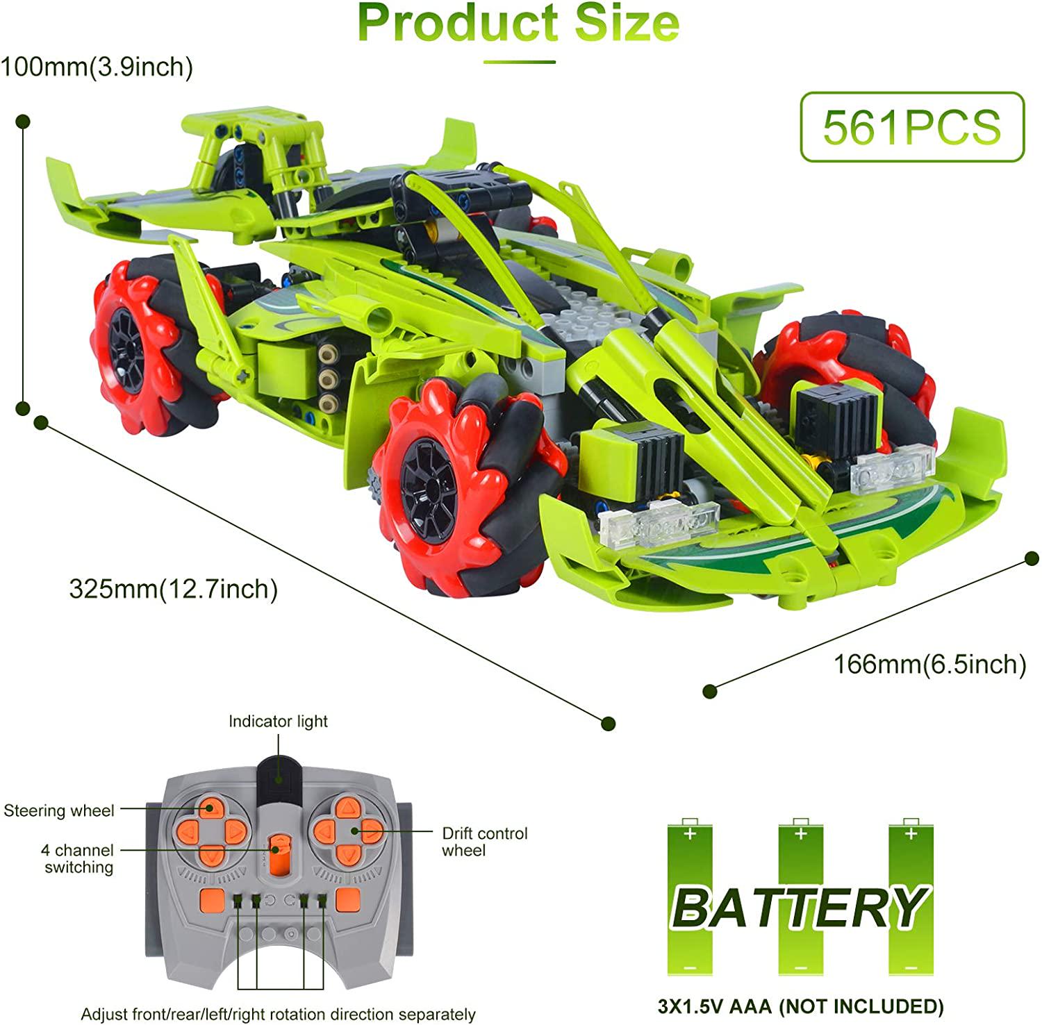 GRESAHOM, GRESAHOM Remote Control Building Kit,Programmable Engineering Learning Building Set 561PCS,360°Rotating Racing Car with 2.4Ghz App Controlled Stunt 4x4 Car for Kids 6+Year Old