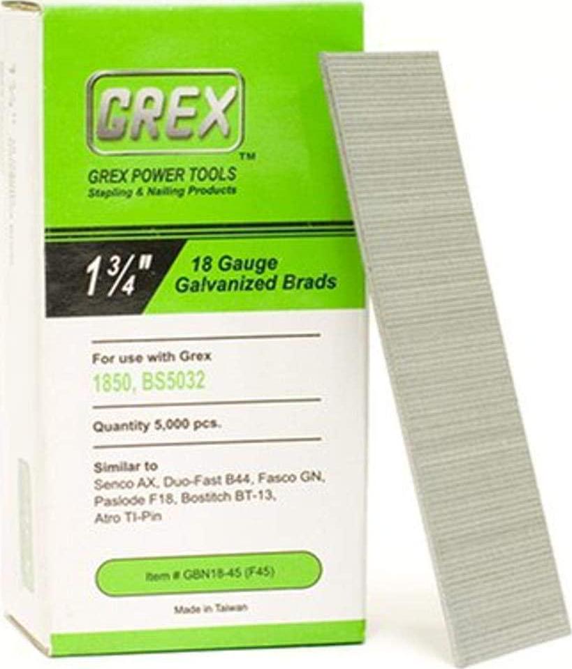 Grex Power Tools, GREX GBN18-45 18 Gauge 1-3/4-Inch Length Galvanized Brad Nails (5,000 per box)