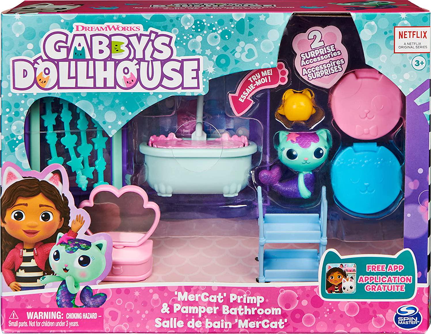 Gabby's Dollhouse, Gabby's Dollhouse Deluxe Room MerCat's Primp and Pamper Bathroom Playset
